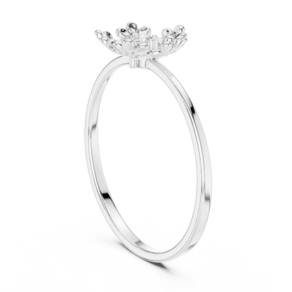 0.03 Carat Diamond Open Pentagon Flower Garland Ring | Yellow Gold