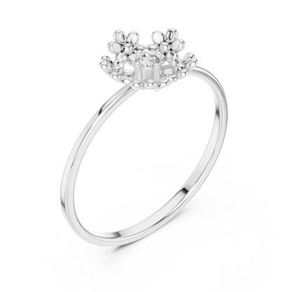 0.03 Carat Diamond Open Pentagon Flower Garland Ring | Yellow Gold