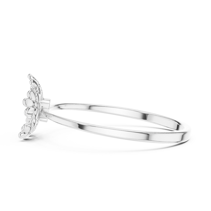 0.03 Carat Diamond Open Pentagon Flower Garland Ring | Yellow Gold