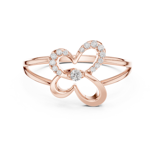 0.08 Carat Diamond Abstract Butterfly Ring | Yellow Gold