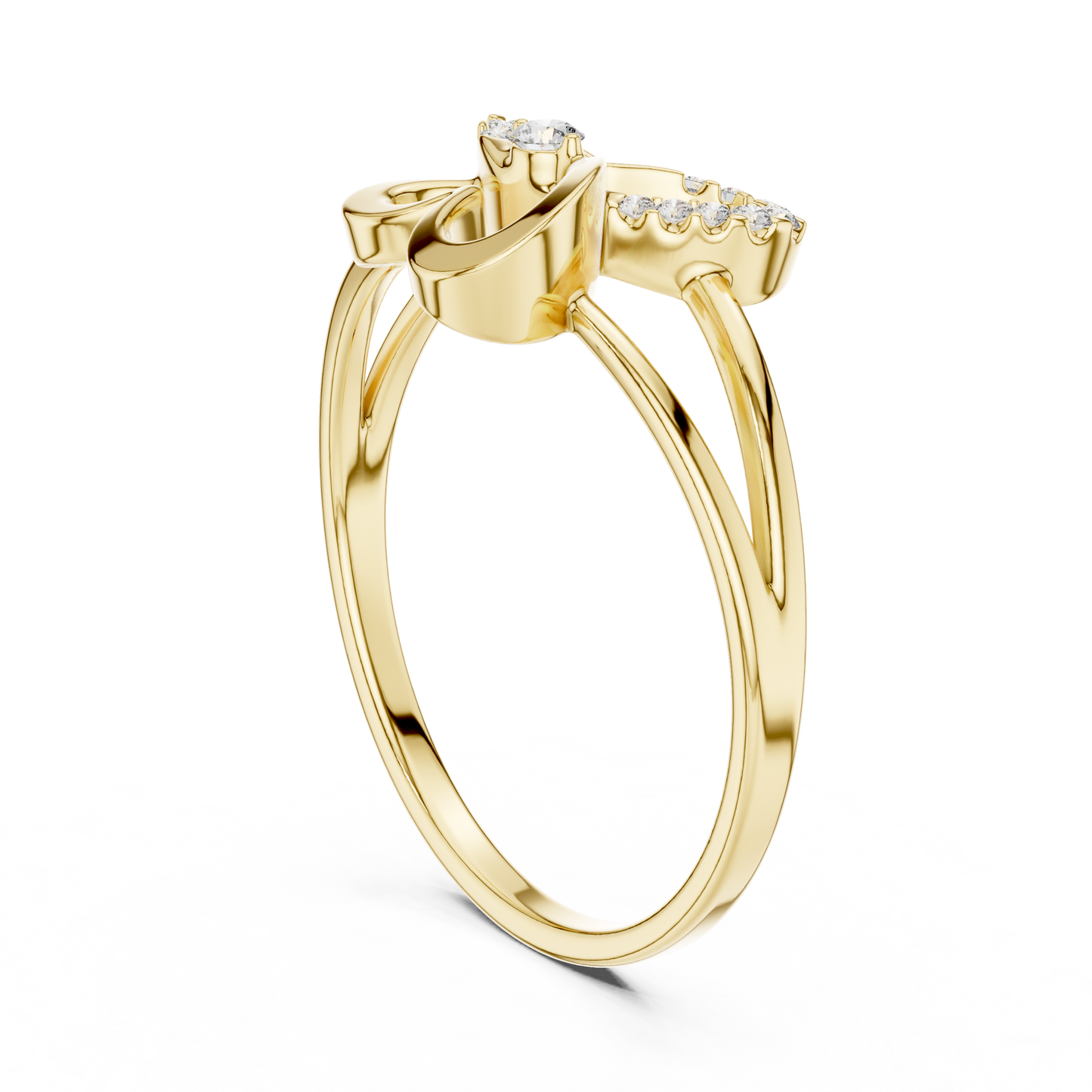 0.08 Carat Diamond Abstract Butterfly Ring | Yellow Gold