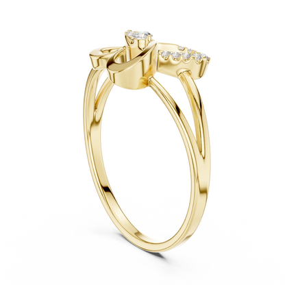 0.08 Carat Diamond Abstract Butterfly Ring | Yellow Gold