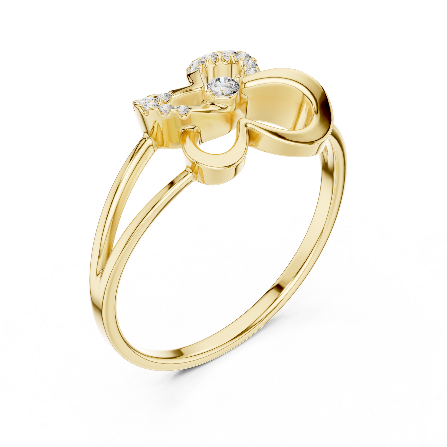 0.08 Carat Diamond Abstract Butterfly Ring | Yellow Gold