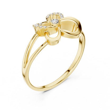 0.08 Carat Diamond Abstract Butterfly Ring | Yellow Gold