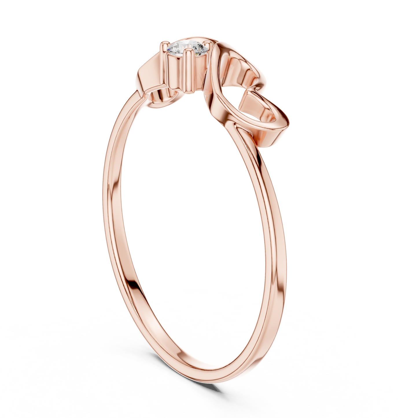 0.05 Carat Diamond Double Open Heart Ring | Yellow Gold