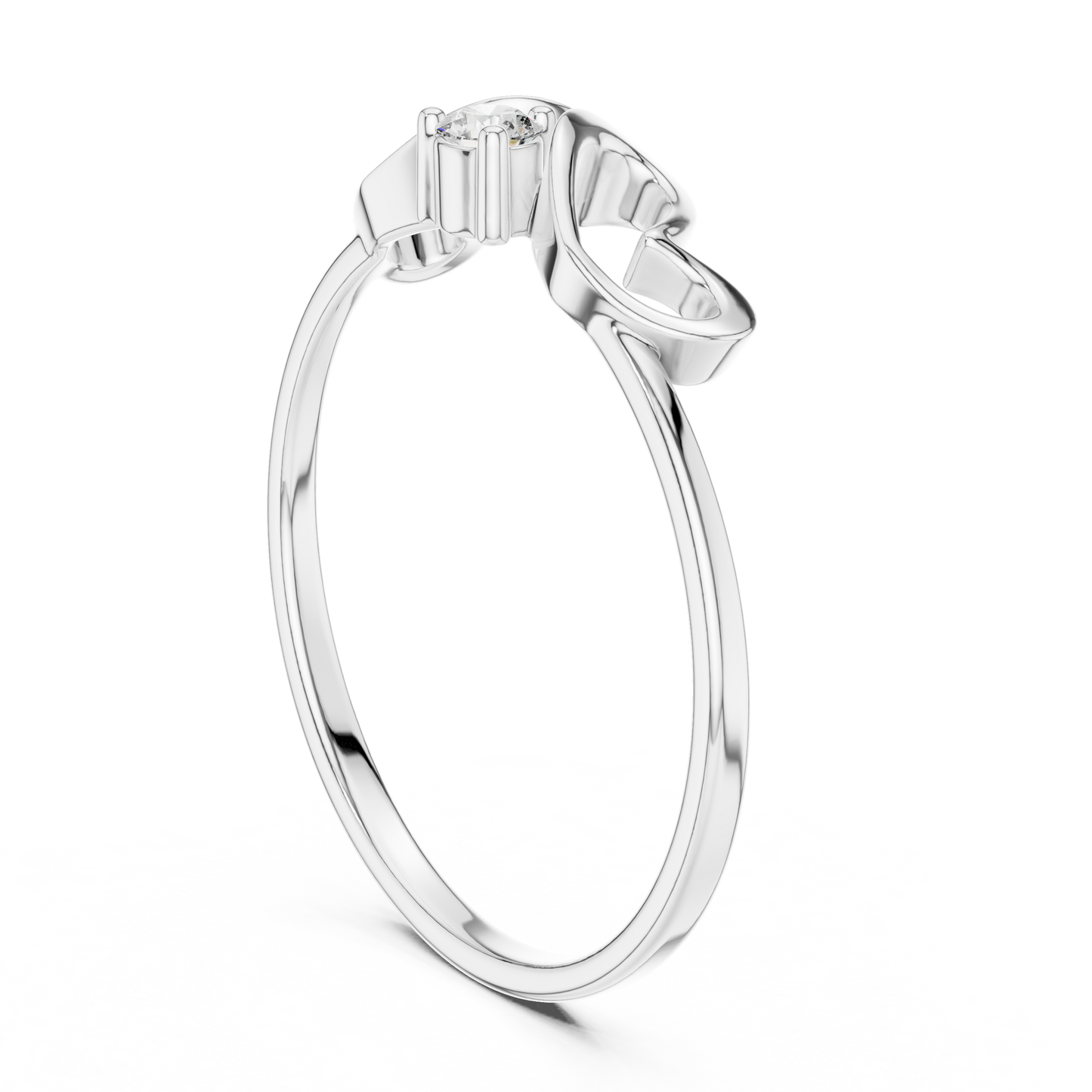 0.05 Carat Diamond Double Open Heart Ring | Yellow Gold