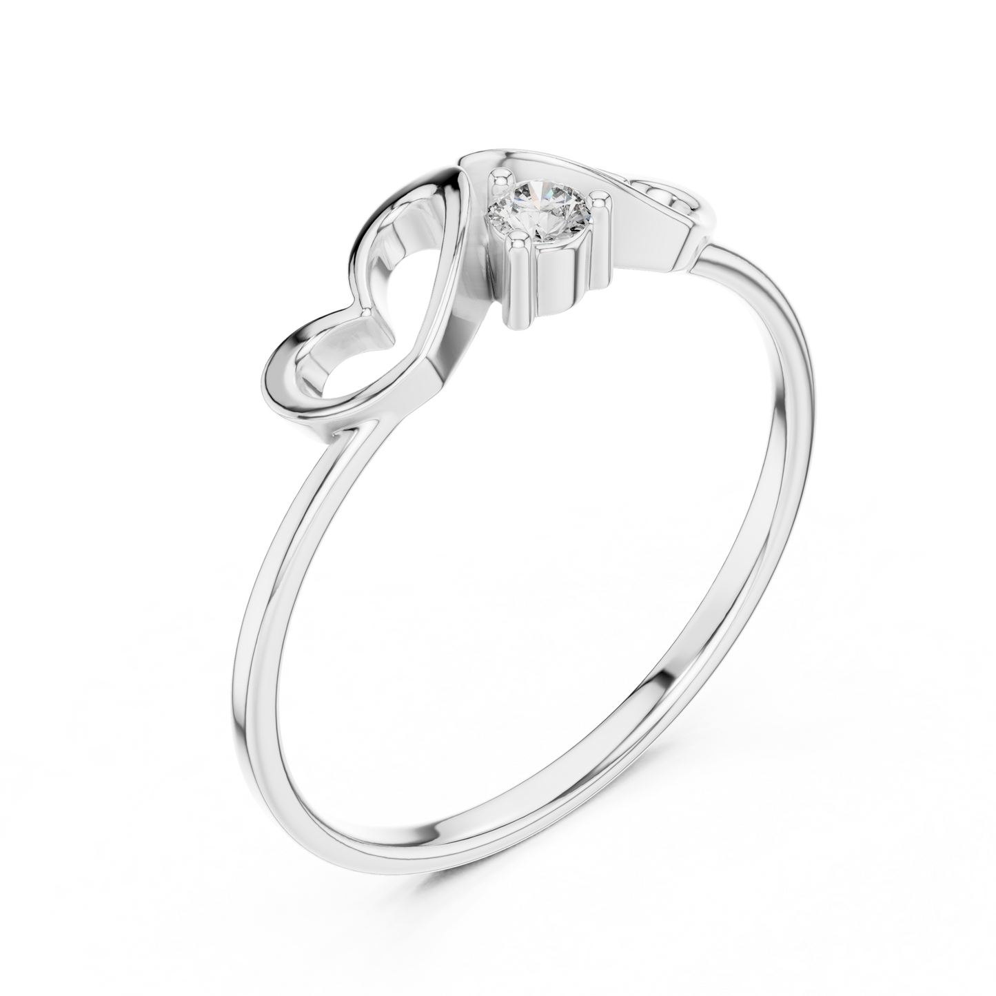 0.05 Carat Diamond Double Open Heart Ring | Yellow Gold