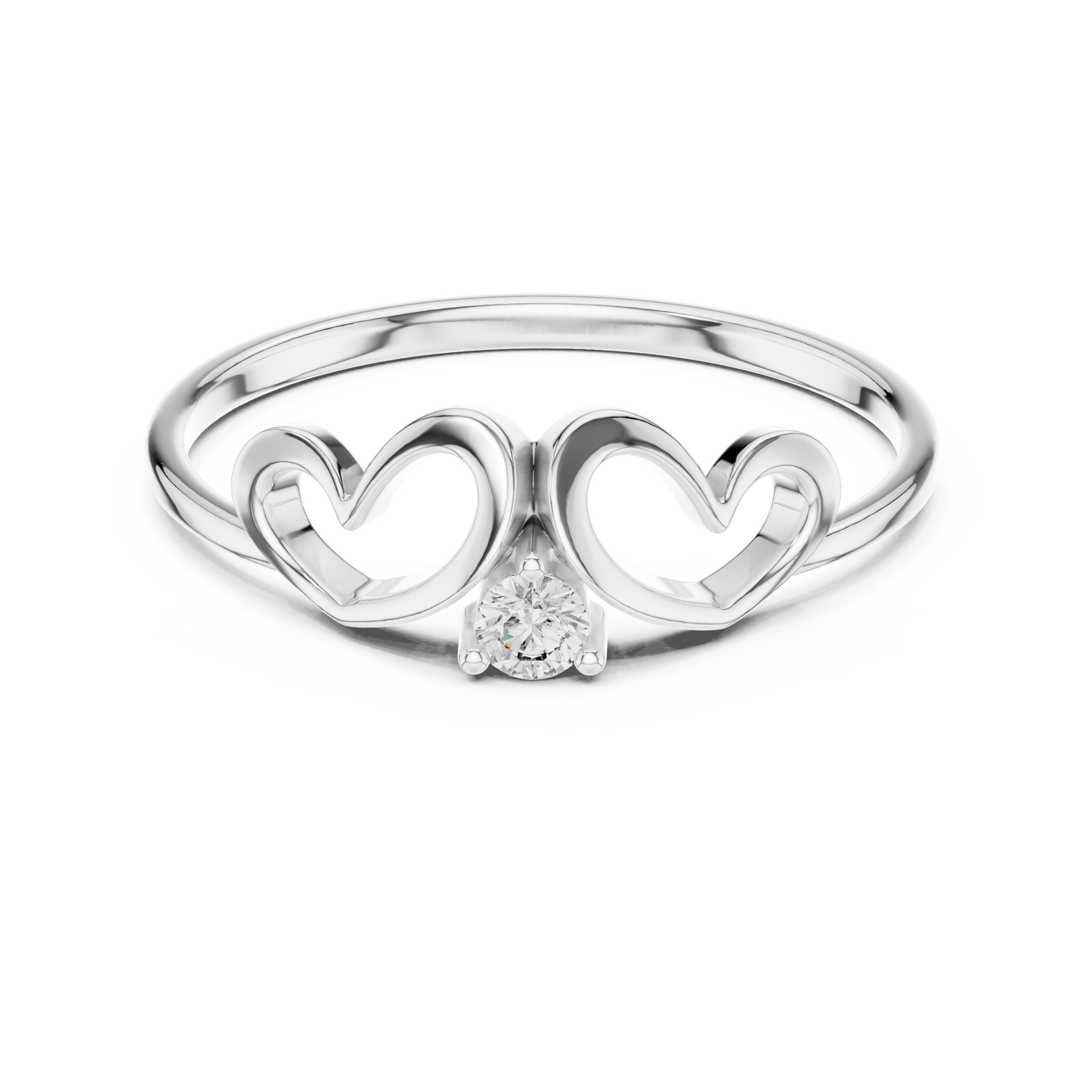 0.05 Carat Diamond Double Open Heart Ring | Yellow Gold