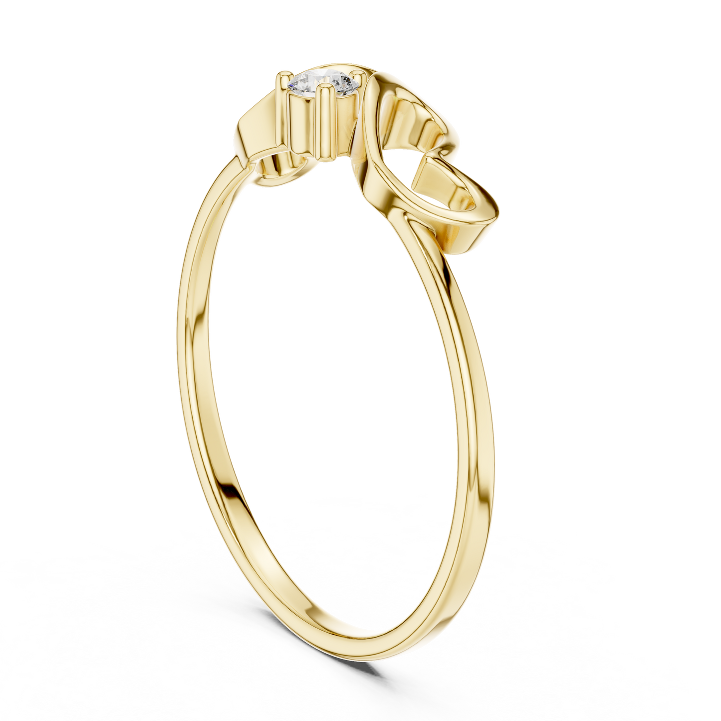 0.05 Carat Diamond Double Open Heart Ring | Yellow Gold