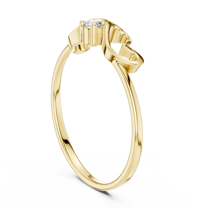 0.05 Carat Diamond Double Open Heart Ring | Yellow Gold