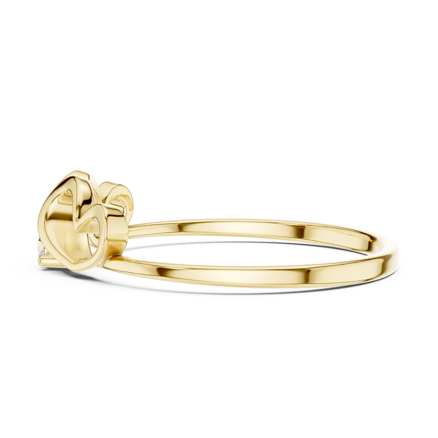0.05 Carat Diamond Double Open Heart Ring | Yellow Gold