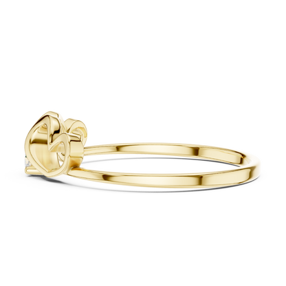 0.05 Carat Diamond Double Open Heart Ring | Yellow Gold