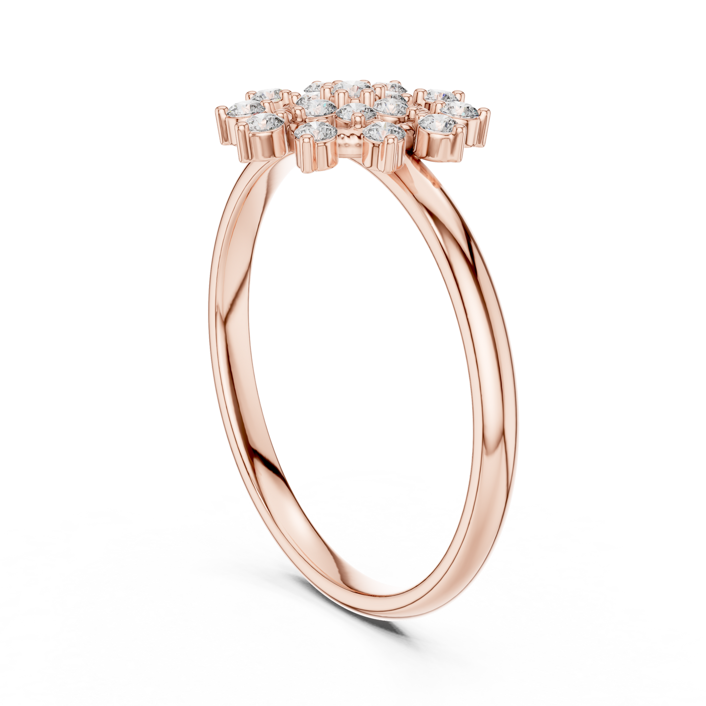 0.14 Carat Diamond Floral Starburst Cluster Ring | Yellow Gold