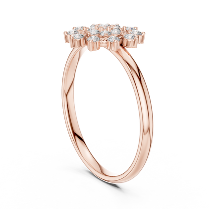 0.14 Carat Diamond Floral Starburst Cluster Ring | Yellow Gold