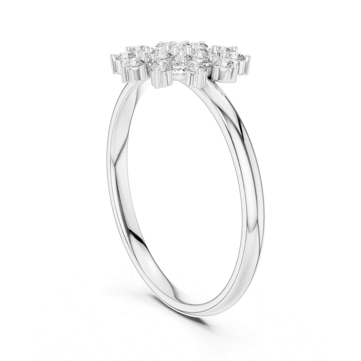 0.14 Carat Diamond Floral Starburst Cluster Ring | Yellow Gold