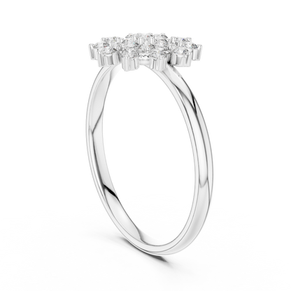 0.14 Carat Diamond Floral Starburst Cluster Ring | Yellow Gold