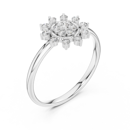 0.14 Carat Diamond Floral Starburst Cluster Ring | Yellow Gold