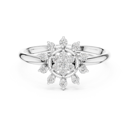 0.14 Carat Diamond Floral Starburst Cluster Ring | Yellow Gold