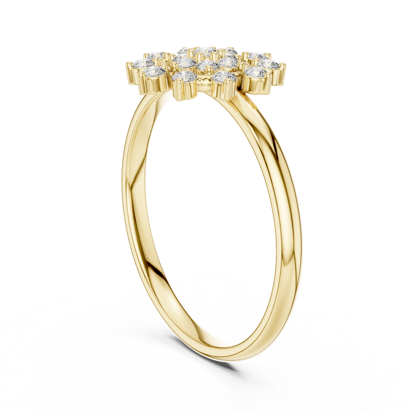 0.14 Carat Diamond Floral Starburst Cluster Ring | Yellow Gold