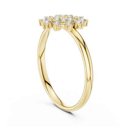 0.14 Carat Diamond Floral Starburst Cluster Ring | Yellow Gold