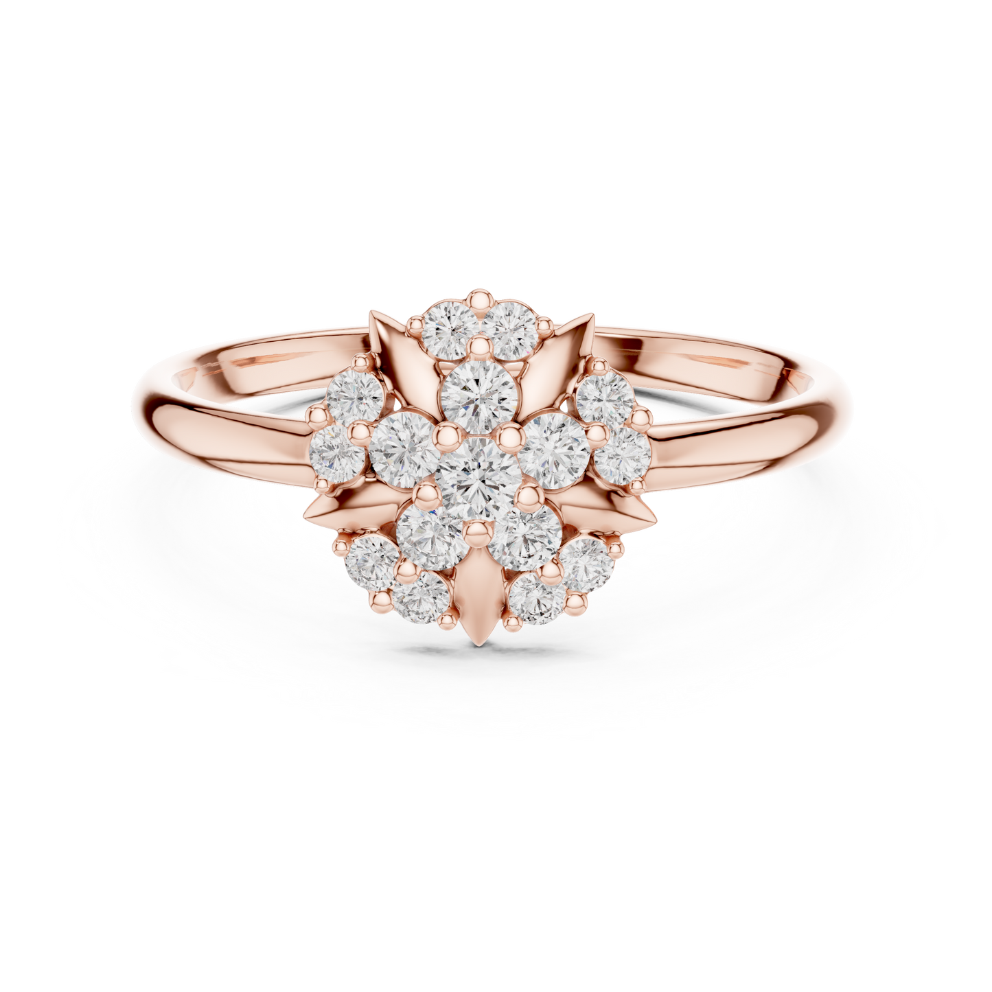 0.18 Carat Diamond Geometric Medallion Shield Ring | Yellow Gold