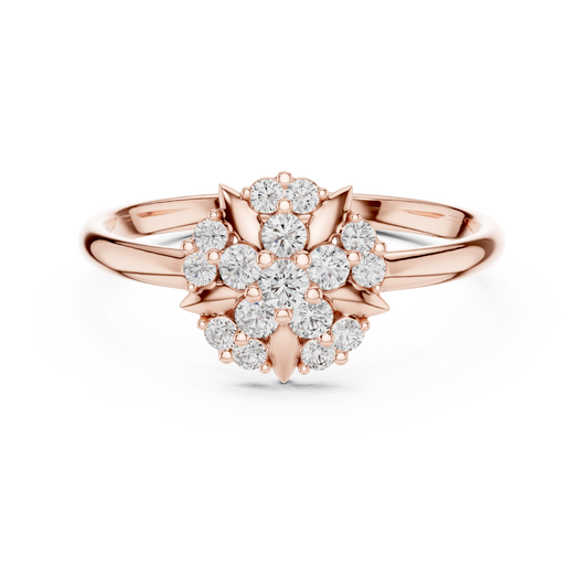 0.18 Carat Diamond Geometric Medallion Shield Ring | Yellow Gold