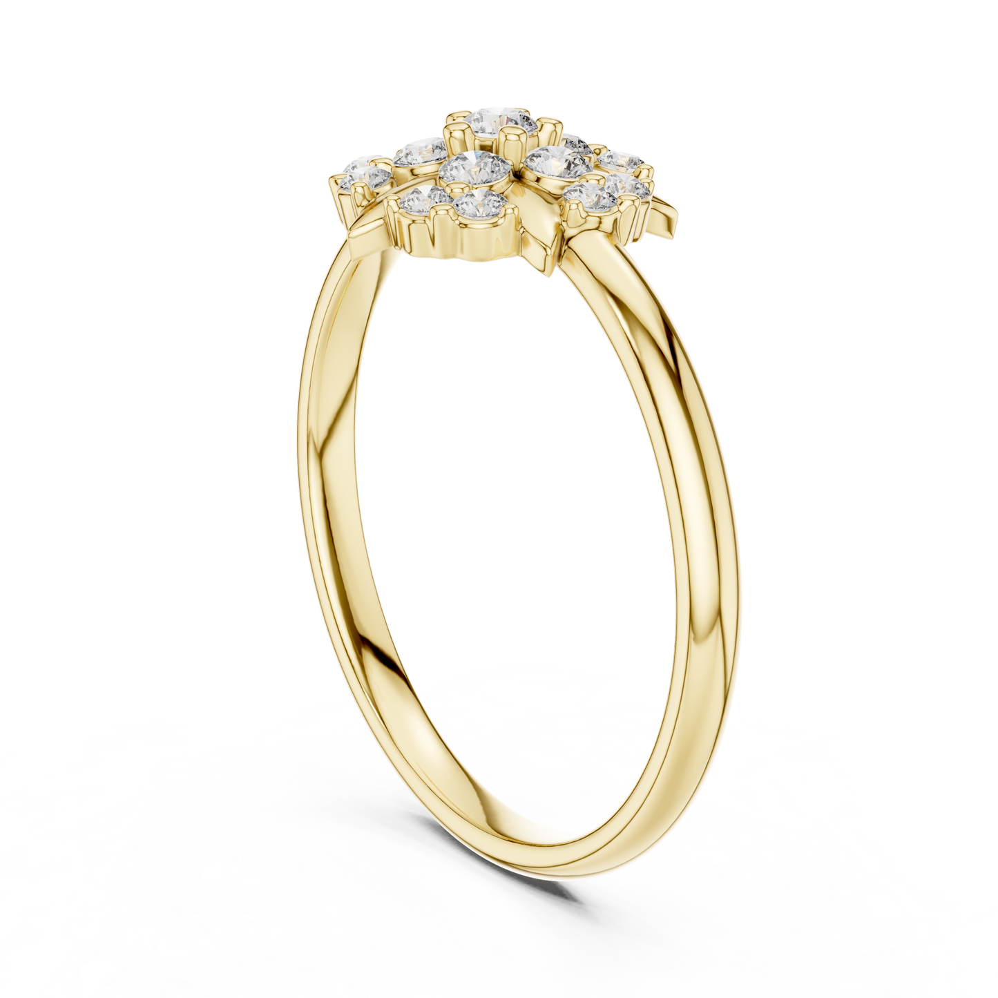0.18 Carat Diamond Geometric Medallion Shield Ring | Yellow Gold