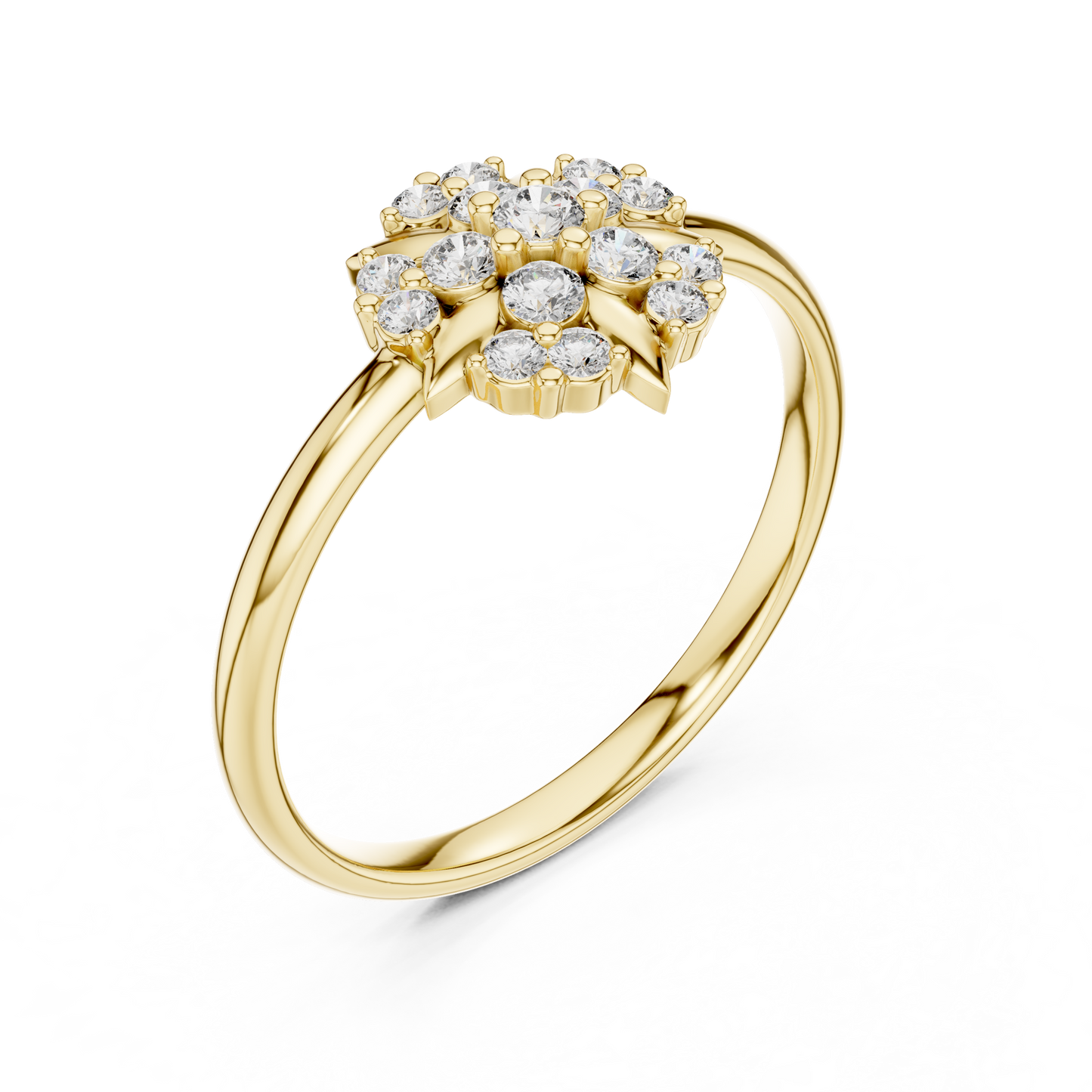 0.18 Carat Diamond Geometric Medallion Shield Ring | Yellow Gold