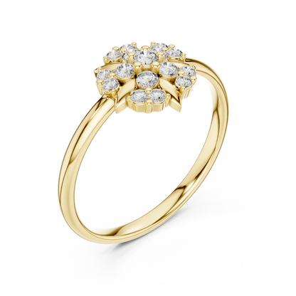 0.18 Carat Diamond Geometric Medallion Shield Ring | Yellow Gold