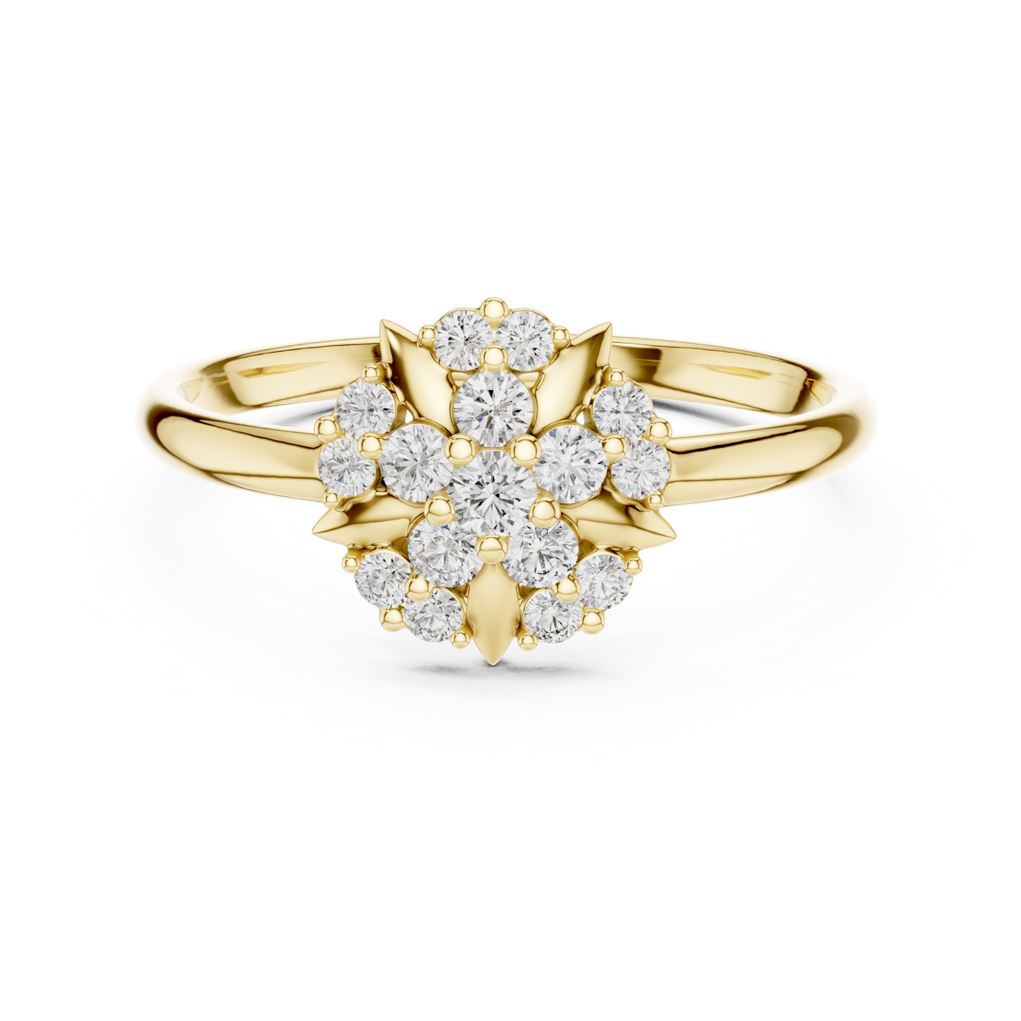 0.18 Carat Diamond Geometric Medallion Shield Ring | Yellow Gold