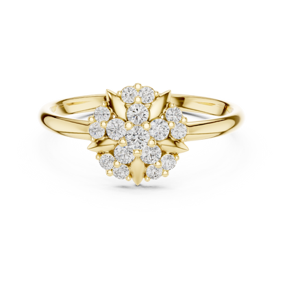 0.18 Carat Diamond Geometric Medallion Shield Ring | Yellow Gold
