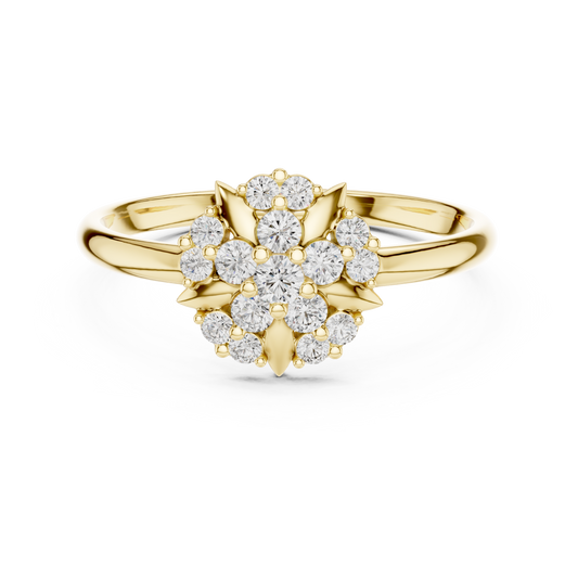 0.18 Carat Diamond Geometric Medallion Shield Ring | Yellow Gold