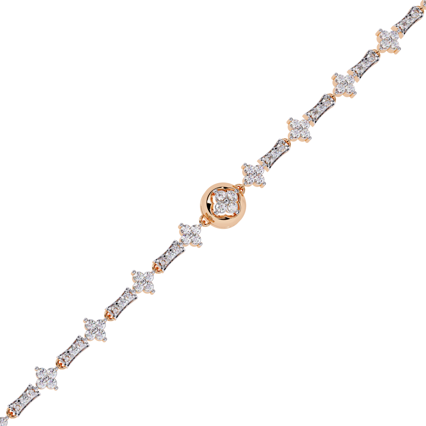 The 'Celestial Bloom' Diamond and Gold Bracelet - 0.82 Ct