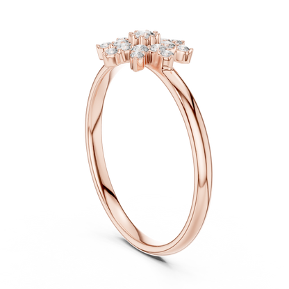 0.12 Carat Diamond Starburst Snowflake Ring | Yellow Gold