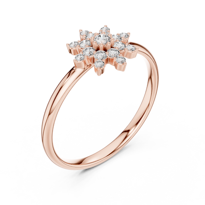 0.12 Carat Diamond Starburst Snowflake Ring | Yellow Gold