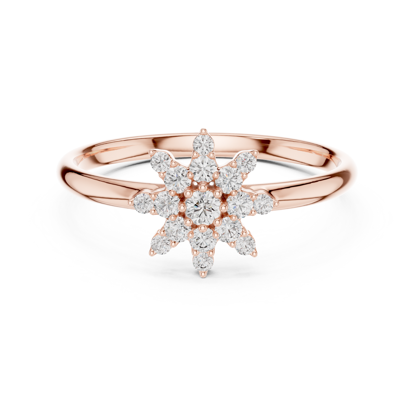 0.12 Carat Diamond Starburst Snowflake Ring | Yellow Gold