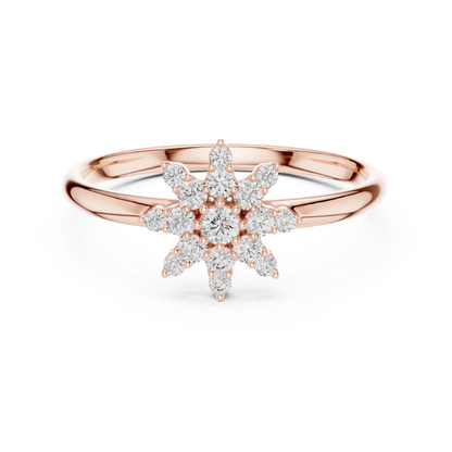 0.12 Carat Diamond Starburst Snowflake Ring | Yellow Gold