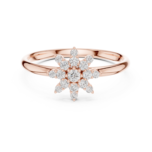 0.12 Carat Diamond Starburst Snowflake Ring | Yellow Gold