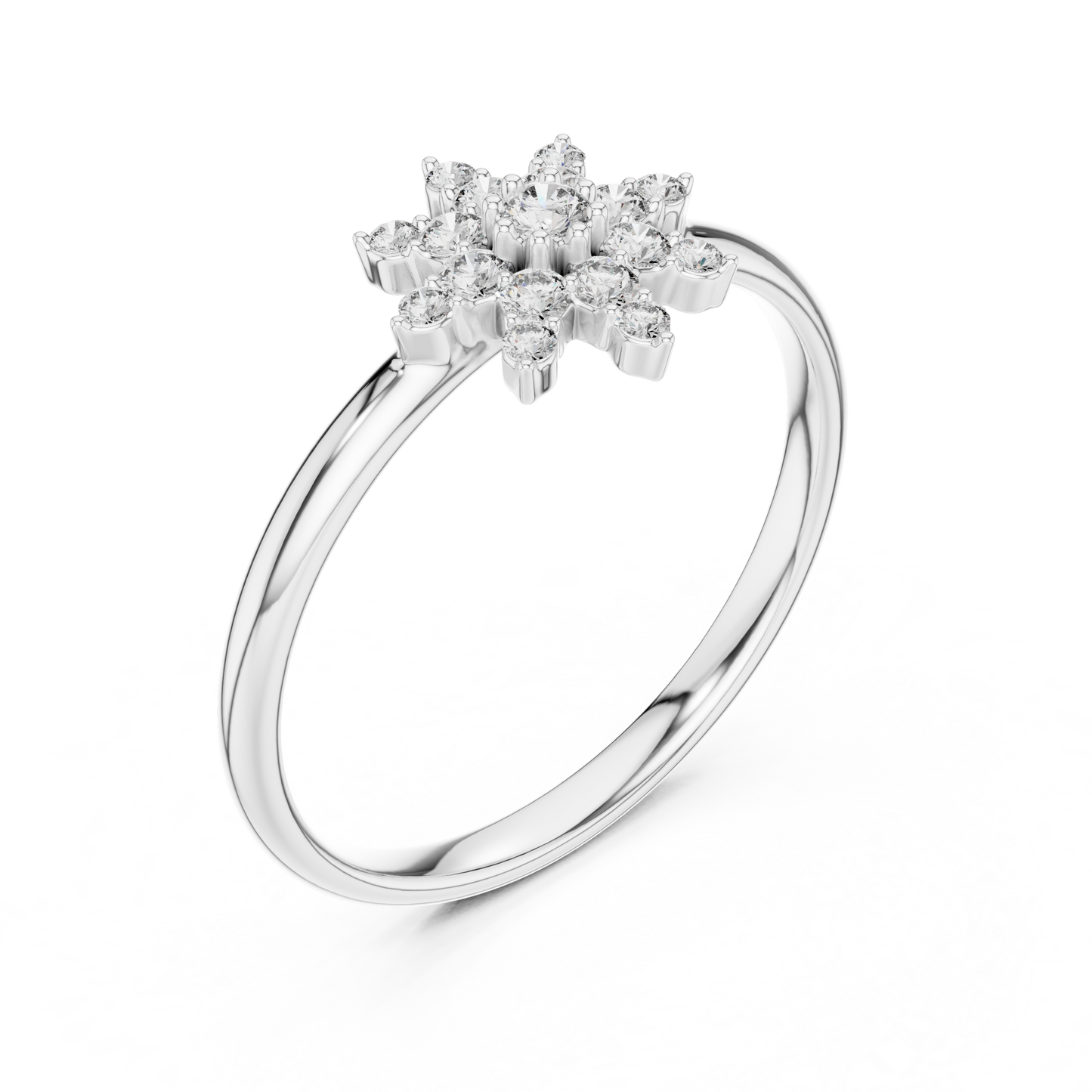 0.12 Carat Diamond Starburst Snowflake Ring | Yellow Gold