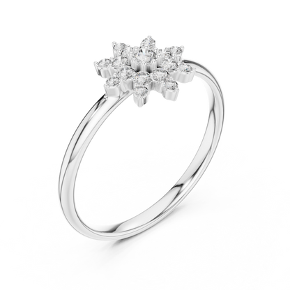 0.12 Carat Diamond Starburst Snowflake Ring | Yellow Gold