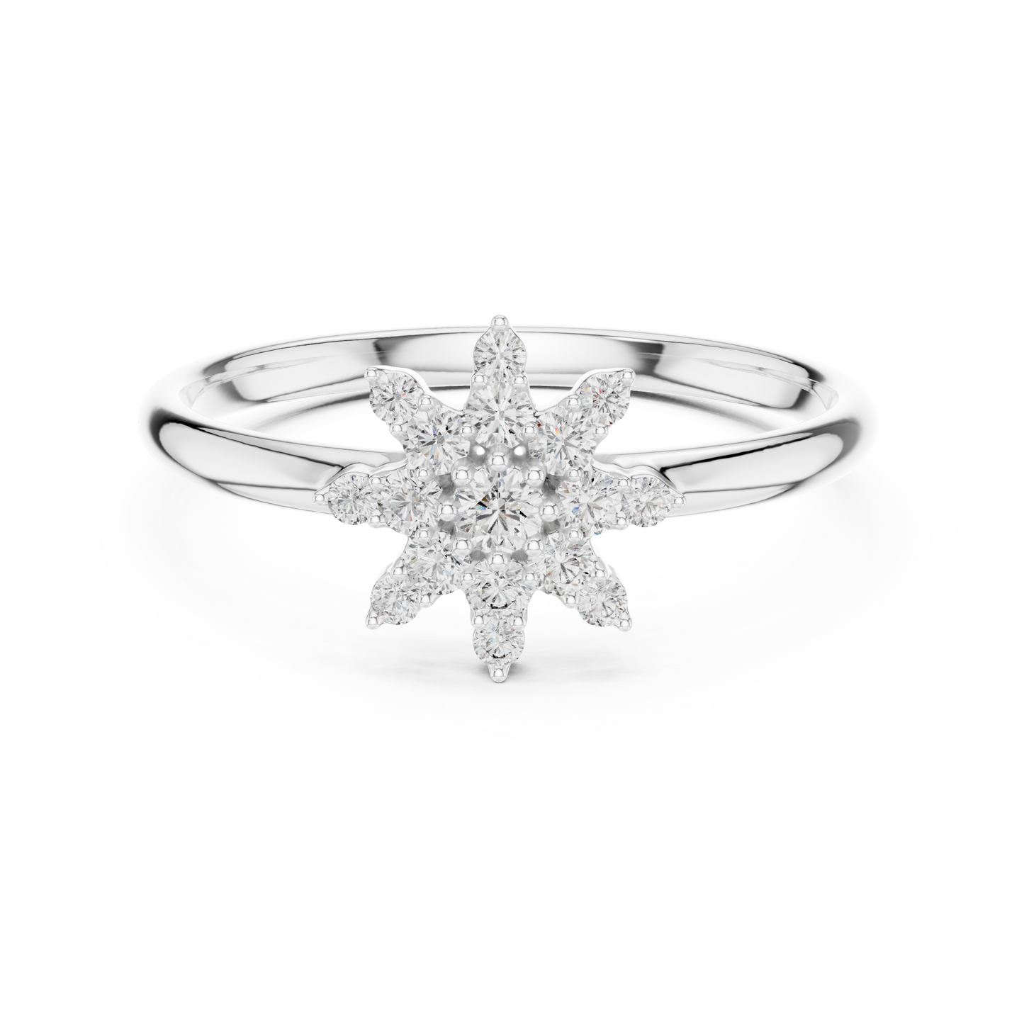 0.12 Carat Diamond Starburst Snowflake Ring | Yellow Gold