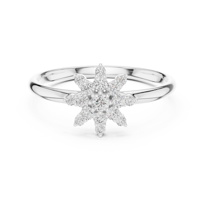 0.12 Carat Diamond Starburst Snowflake Ring | Yellow Gold