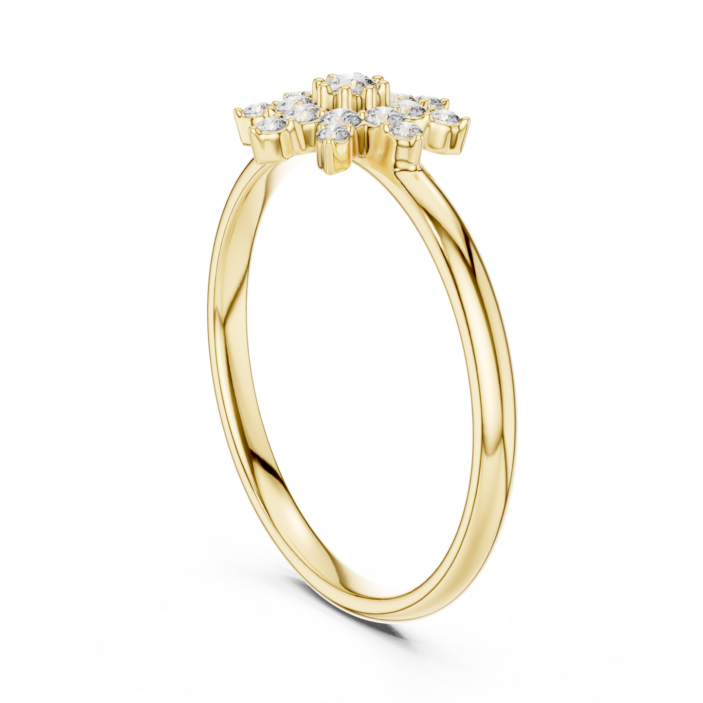 0.12 Carat Diamond Starburst Snowflake Ring | Yellow Gold