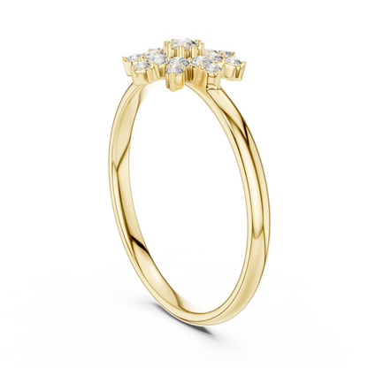 0.12 Carat Diamond Starburst Snowflake Ring | Yellow Gold