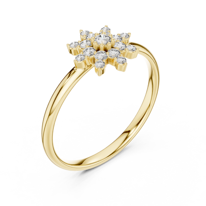 0.12 Carat Diamond Starburst Snowflake Ring | Yellow Gold