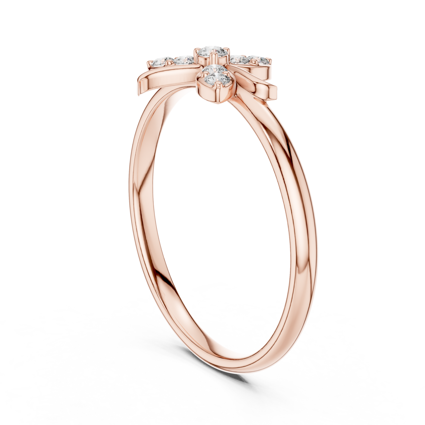 0.08 Carat Diamond Asymmetric Flower Lily Ring | Yellow Gold
