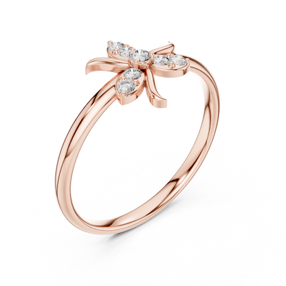 0.08 Carat Diamond Asymmetric Flower Lily Ring | Yellow Gold