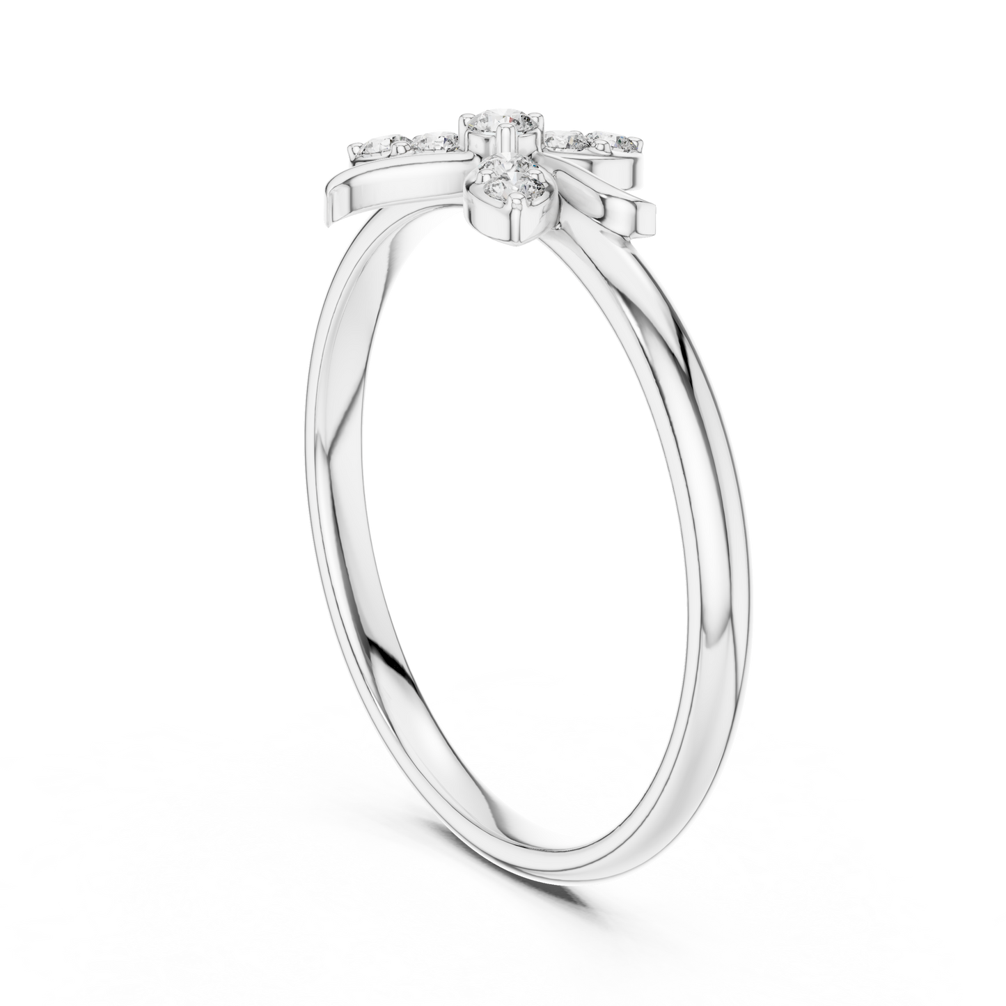 0.08 Carat Diamond Asymmetric Flower Lily Ring | Yellow Gold