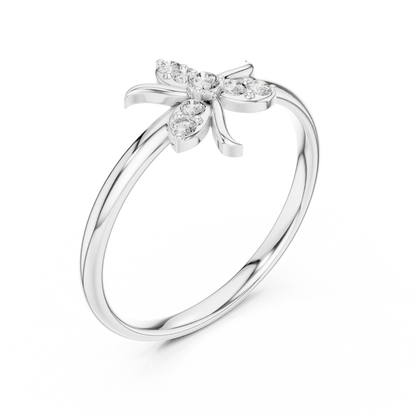 0.08 Carat Diamond Asymmetric Flower Lily Ring | Yellow Gold