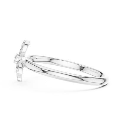 0.08 Carat Diamond Asymmetric Flower Lily Ring | Yellow Gold